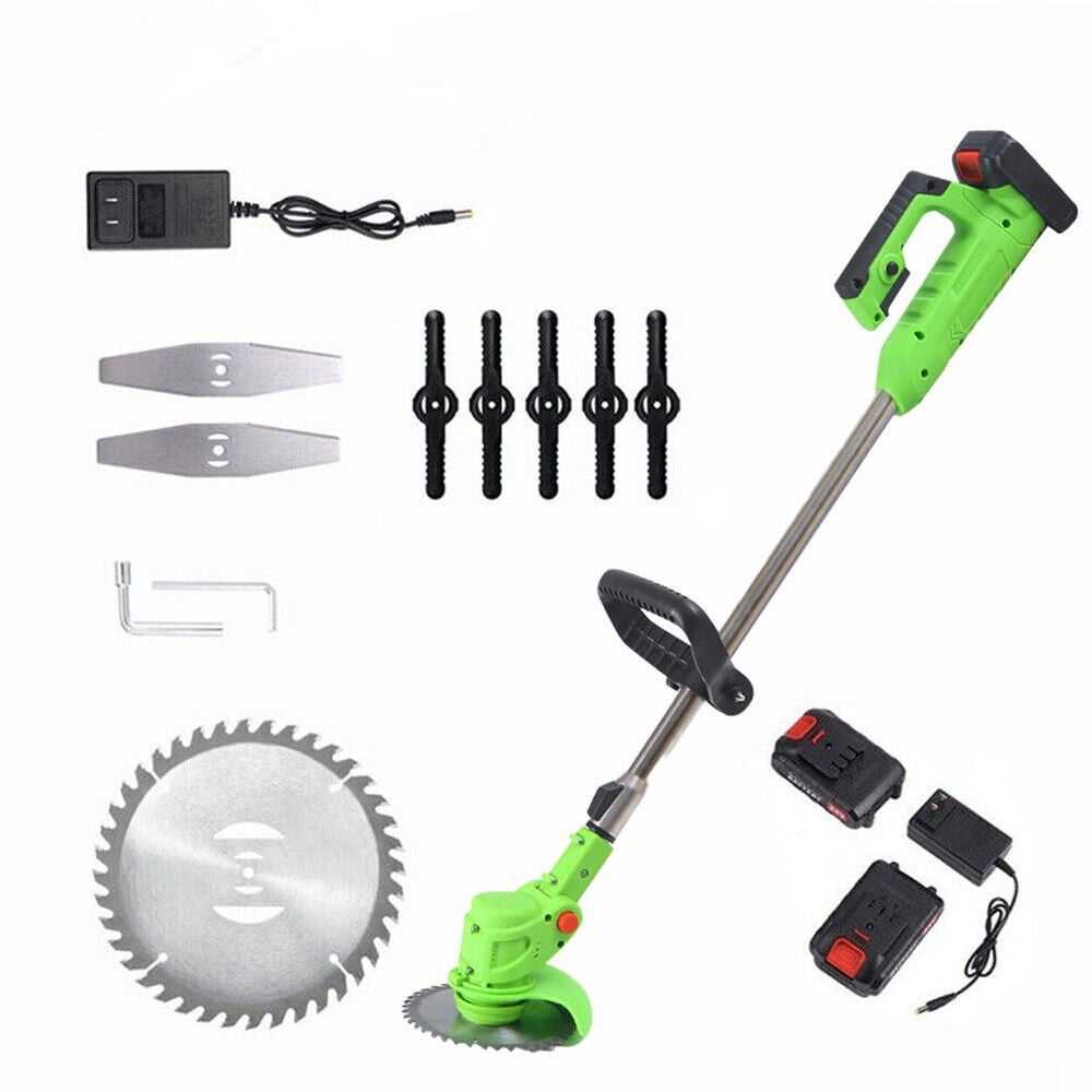 JLLOM Cordless Electric Weed Wacker String Trimmer, 1880W Weed Wacker  Battery Powered, 3 Types Blades, Adjustable Handle for Yard and Garden 