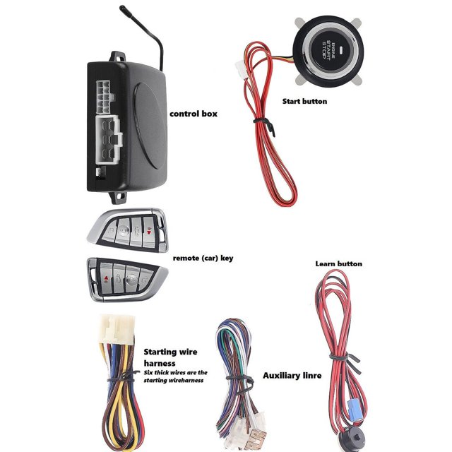 Jahy2Tech Keyless Entry Engine Start Alarm System Remote Starter Stop Kits 12V Cars Push