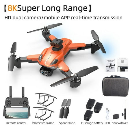 Jahy2Tech S165 Camera Drone for Adults Foldable RC Drones Quadcopter 5G 4K Drone with HD Dual Camera WiFi FPV Brushless Motor Mini Drones 2023 Orange