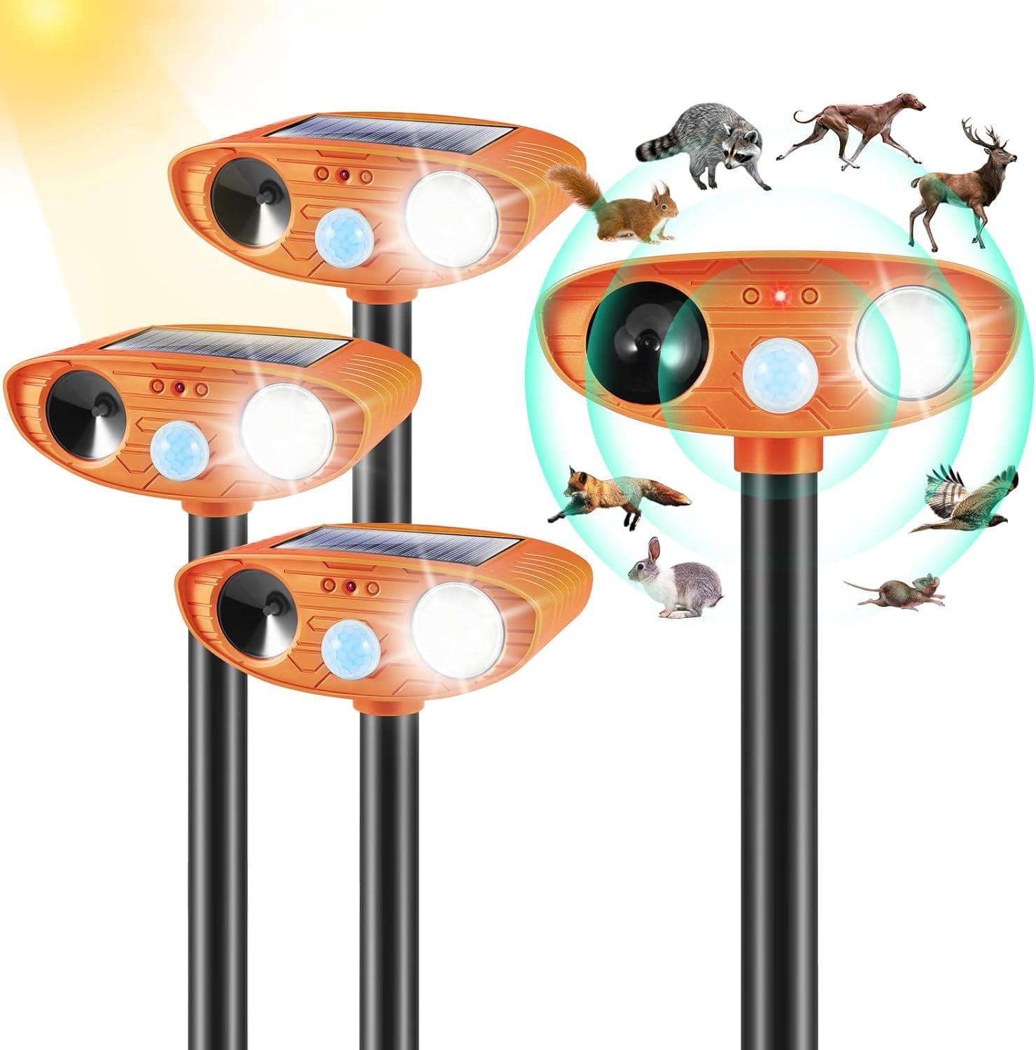 Jahy2Tech Solar Animal Repeller Motion Detection Waterproof Ultrasonic