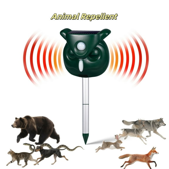 Jahy2Tech Ultrasonic Animal Repellent with Solar Charging Waterproof for Dog Raccoon Deer Rabbit
