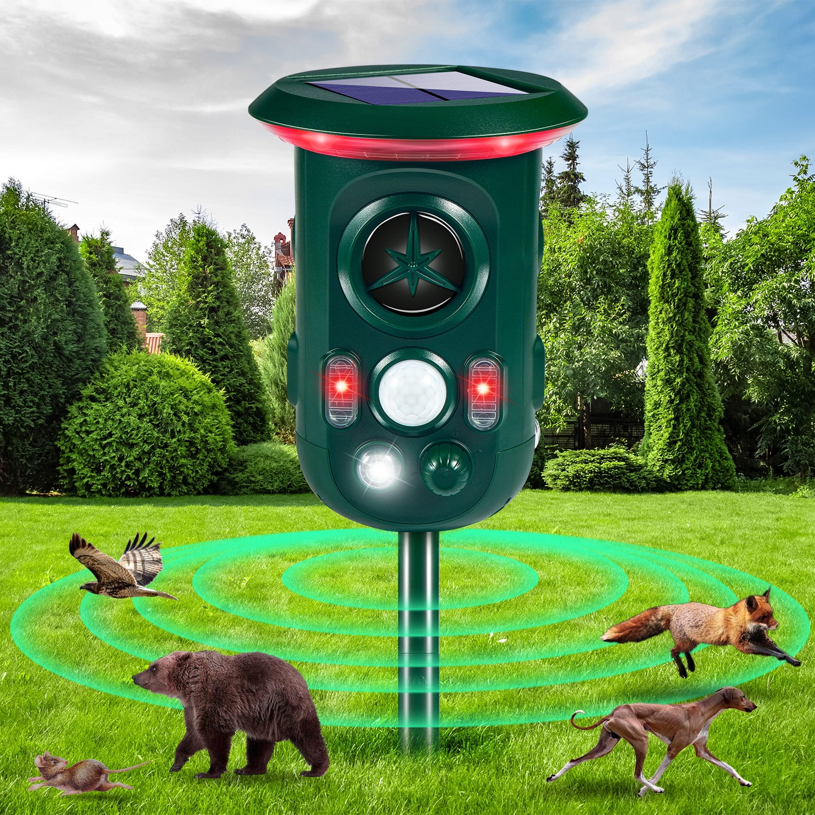 Jahy2Tech Ultrasonic Solar Animal Repeller Ultrasonic Skunk Repellent
