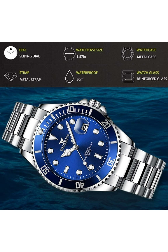 Jahy2Tech Waterproof Men Watch Classic Stainless Steel Quartz Business Luminous Wristwatch