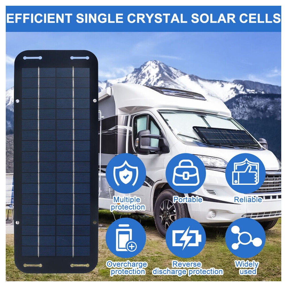 JahyElec 30W/12V Solar Panel Trickle Charger Battery Charger Kit Black For Campers RV Car