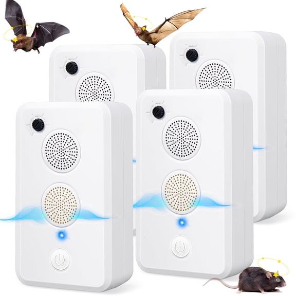 JahyElec 4 Pack Ultrasonic Bat Repellent Devices for Attic Porch House,Rechargeable Bats Exclusion Device for Indoor Outdoor Use Adjustable Bat Deterrent System Friendly to Human and Pet