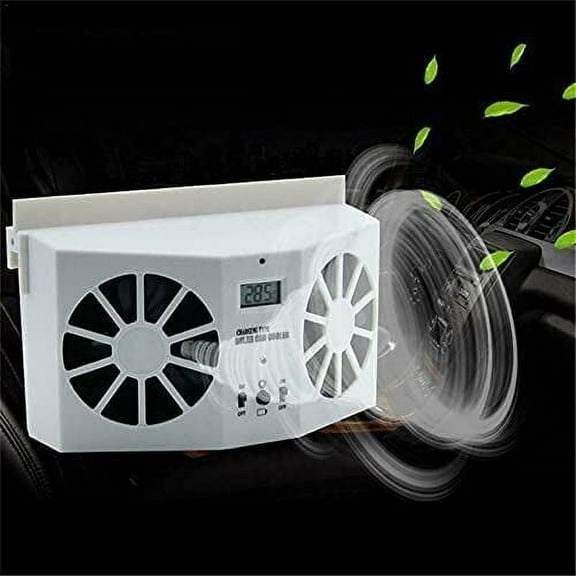 JahyElec Car Cooling Fan Solar Powered Vehicle Window Dual Fans 2 AA*1200mAh Car Cooler Airflow White