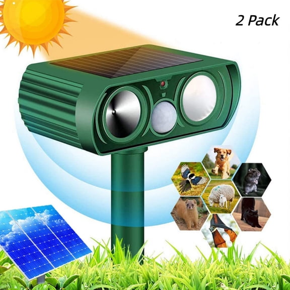 JahyElec Solar Animal Repellent Ultrasonic Outdoor,2 Pack Cat Deer Repellent with Motion Detection & Flashing Light Deterrent Devices for Rabbit Fox Skunk Out of Garden Yard