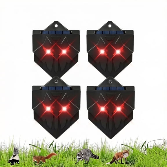 JahyElec Solar Nocturnal Animal Repeller4Pack Predator Control Red LED Strobe Lights Deer Skunk Raccoon Repellent for Garden
