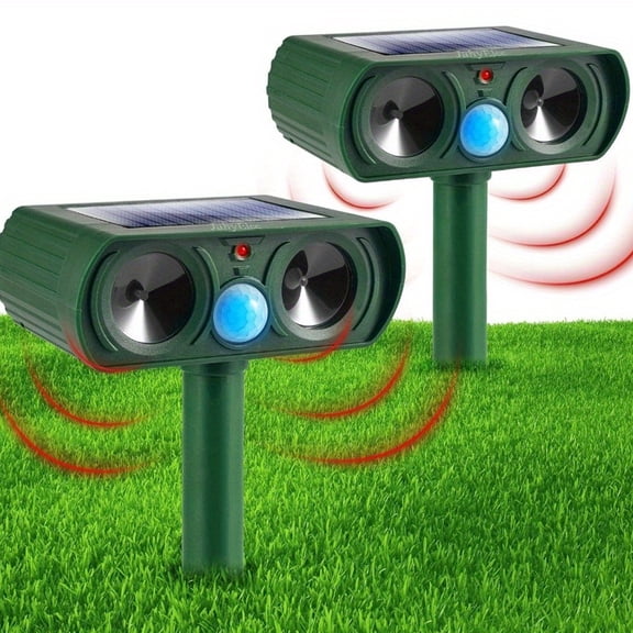 JahyElec Solar Ultrasonic Animal Repellent,2 Pack Cat Deterrent Outdoor Deer Repellent Devices Motion Detection Waterproof Squirrel Skunk Raccoon Dog Rabbit Deterrent for Garden Yard