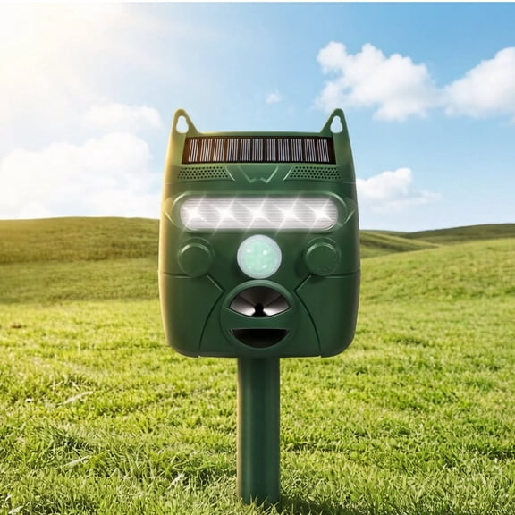 JahyElec Solar Ultrasonic Animal Repellent Outdoor,Deer Repellent Devices Raccoon Repellent Repel  with Motion Detection and LED Flashing Light and Sound Bird Rabbit Shunk for Garden Yard