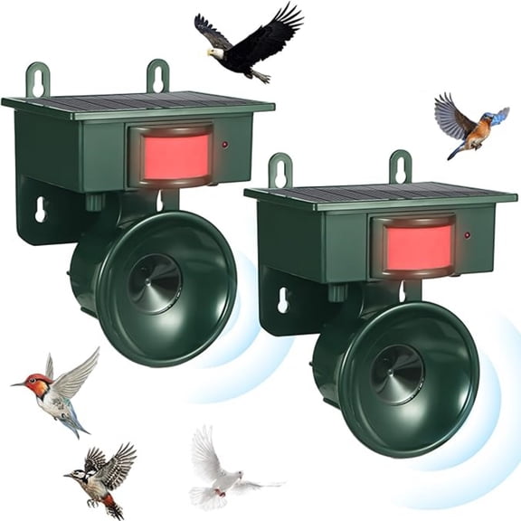 JahyElec Solar Ultrasonic Bird Repellent Devices Outdoor,2Pack Waterproof Solar Woodpecker Deterrent Ultrasonic Crows Pigeon Repeller Motion with Bird Control System for Yard Garden Balcony & House