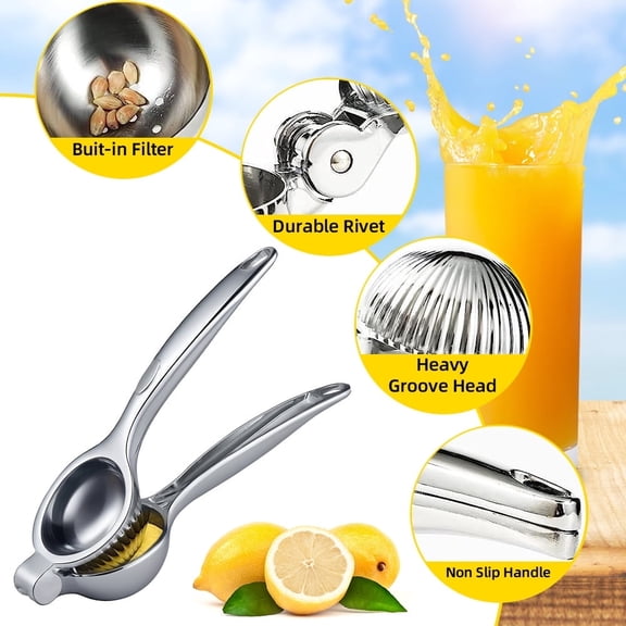 JahyElec Sturdy Manual Lemon Squeezer Silver 7.87*2.36inch Ergonomic Design Longevity Juicer