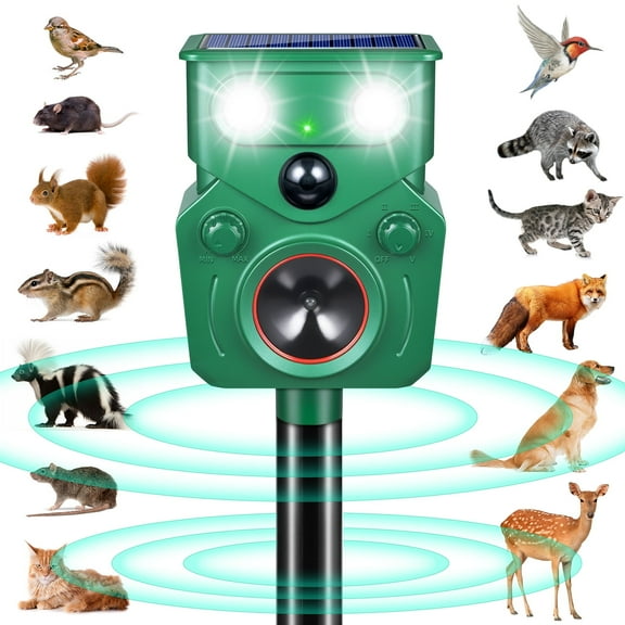 JahyElec Ultrasonic Animal Repeller,Solar Powered Cat Repellent Outdoor with Motion Sensor Waterproof Deer Repellent Devices with LED Flash Light