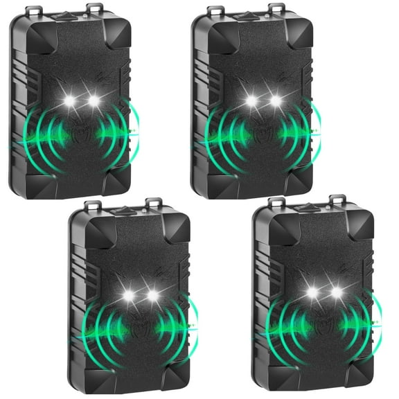 JahyElec Ultrasonic Rodent Repellent,4 Pcs Under Hood Rodent Repeller with Strobe Light & 3 Power Supply Methods Professional Ultrasonic Mouse Repellent Rat Squirrel Deterrent for Cars RV Engine Bay