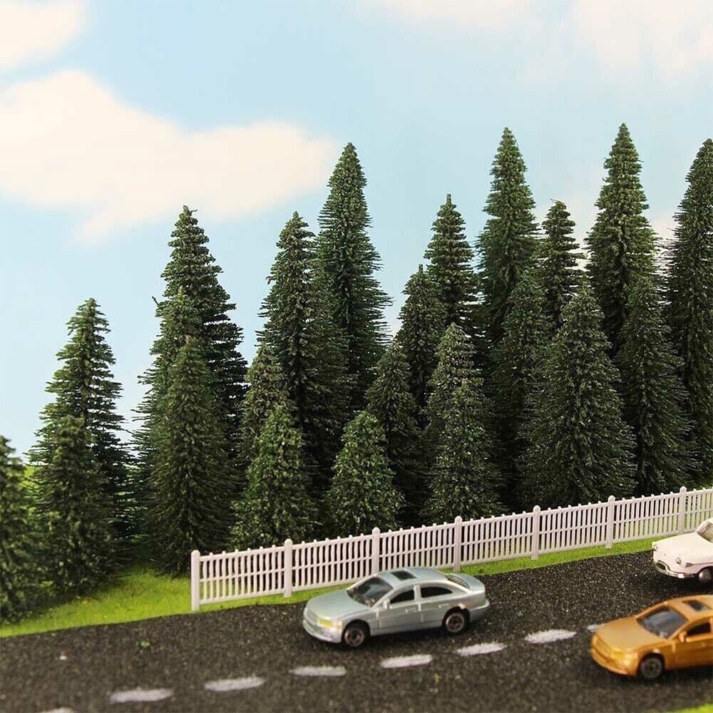 Evemodel 80pc 1:75 Scale Green Trees For HO/OO Model Train Layouts (90mm)