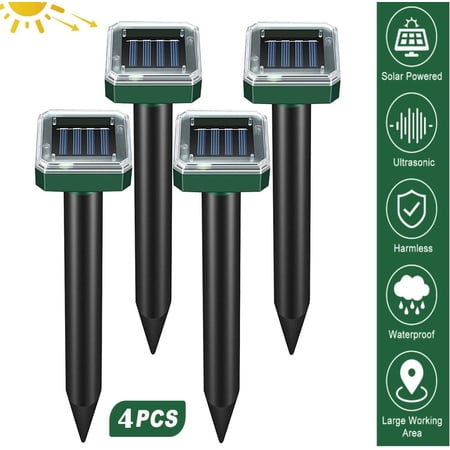 JahyShow 4PCS Solar Mole Repellent Space Ultrasonic Solar Mole Fright, Mole Control, Vole Fright Mole Repellent, Pest Control with IP56 for The Garden