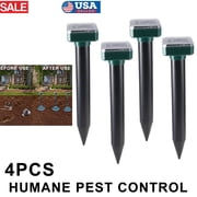 Paddsun 4Pcs Solar Snake Repeller Ultrasonic Pest Mole Mice Rodent Rat Possum Repellent