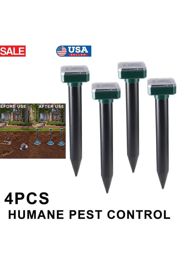 4Pcs Solar Snake Repeller Ultrasonic Pest Mole Mice Rodent Rat Possum Repellent