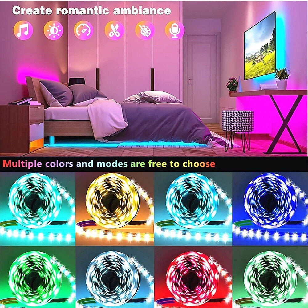 Neon Knight NKLEDSTRIP2 Sound Activated LED Light Strip Peel-and-Stick  Party Lighting with Remote Control Fun Dorm Room Lights 