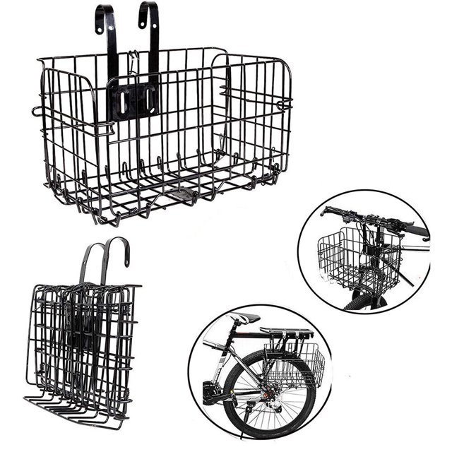 JahyShow Bicycle Bike Basket Detachable Folding Metal Wire Handlebar
