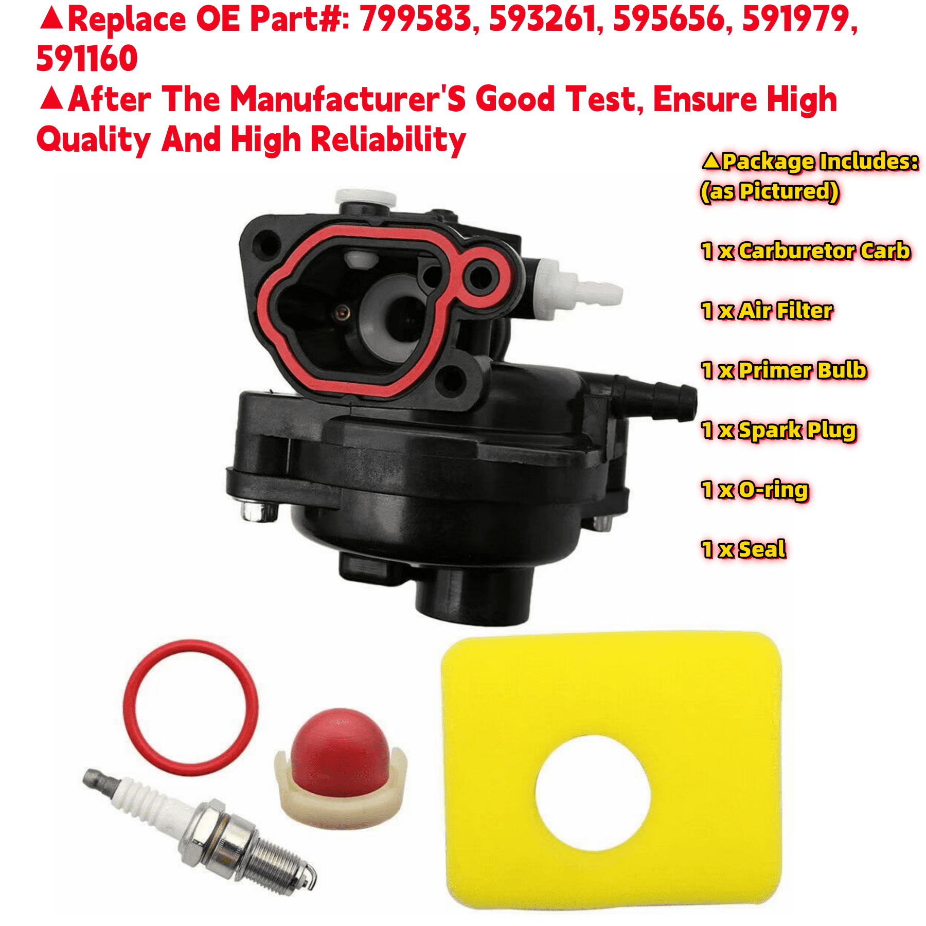 JahyShow Carburetor &amp; Air Filter for Briggs Stratton Push Lawn 