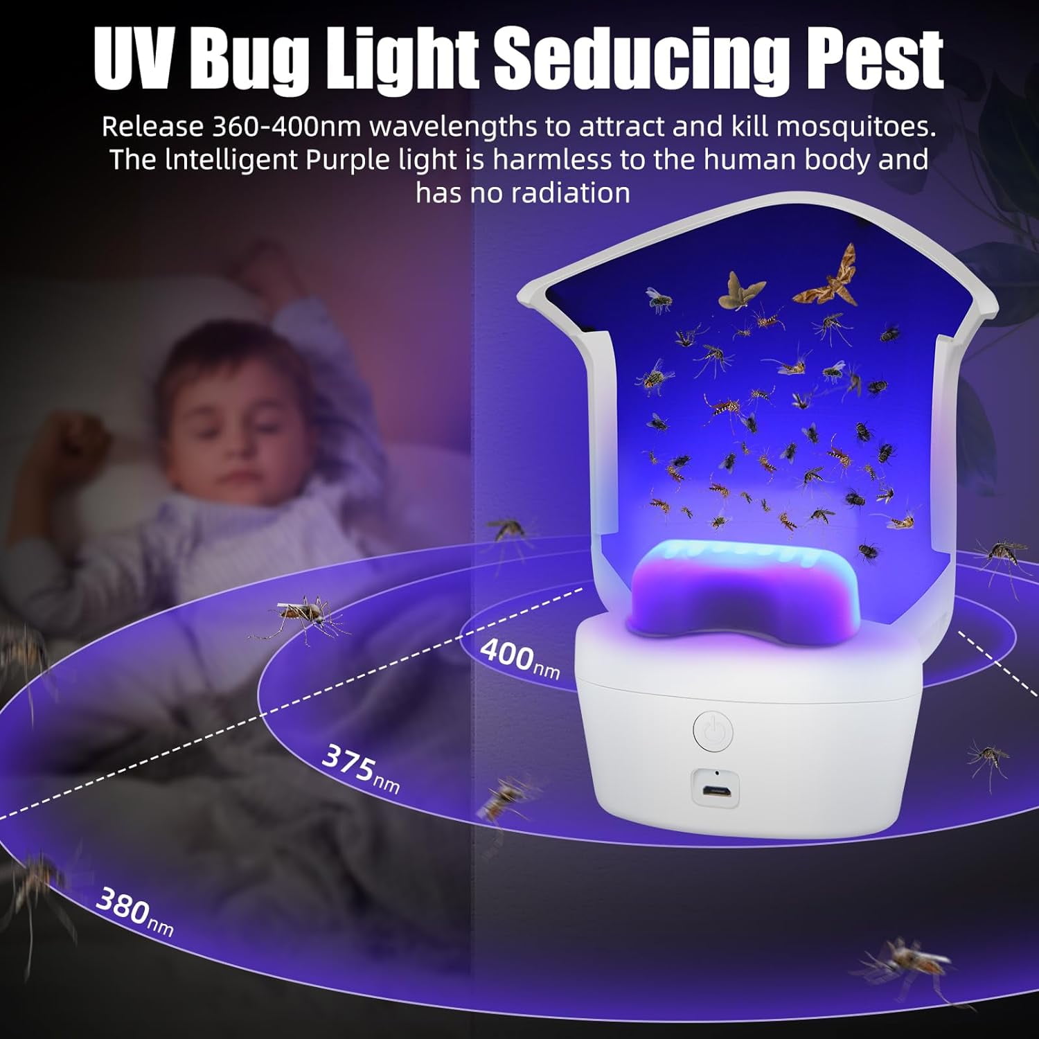 Trap Light JahyShow Gnat Traps for House Indoor, 2-in-1 Rechargeable Flying Insect ...