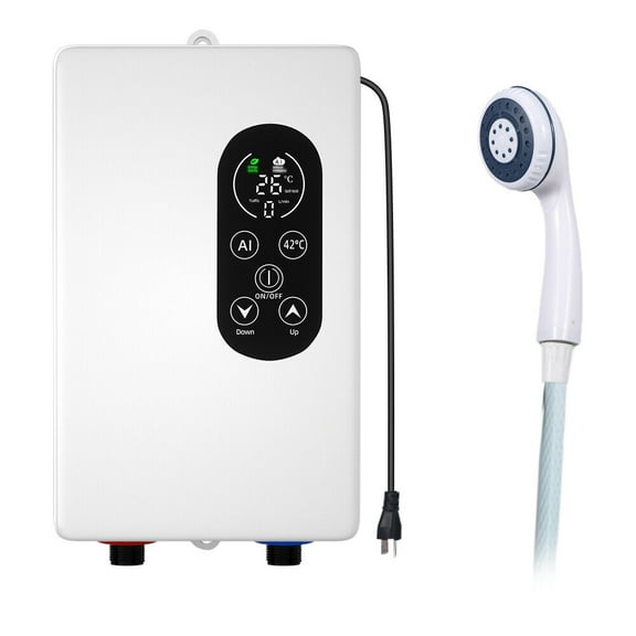 JahyShow Instant Hot Tankless Water Heater Electric Boiler for Shower Bathroom 110V 3400W