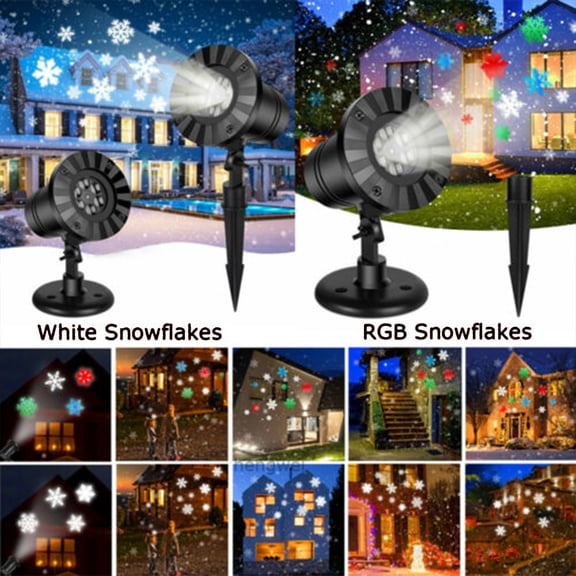 JahyShow Outdoor LED Moving Snowflake Laser Light Halloween Projector Christmas Party