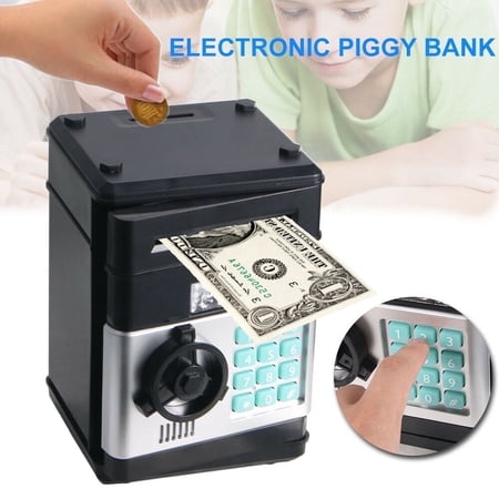 KingFurt Piggy Bank, Electronic ATM Password Cash Coin Can Auto Scroll Paper Money Saving Box Toy Gift for Kids