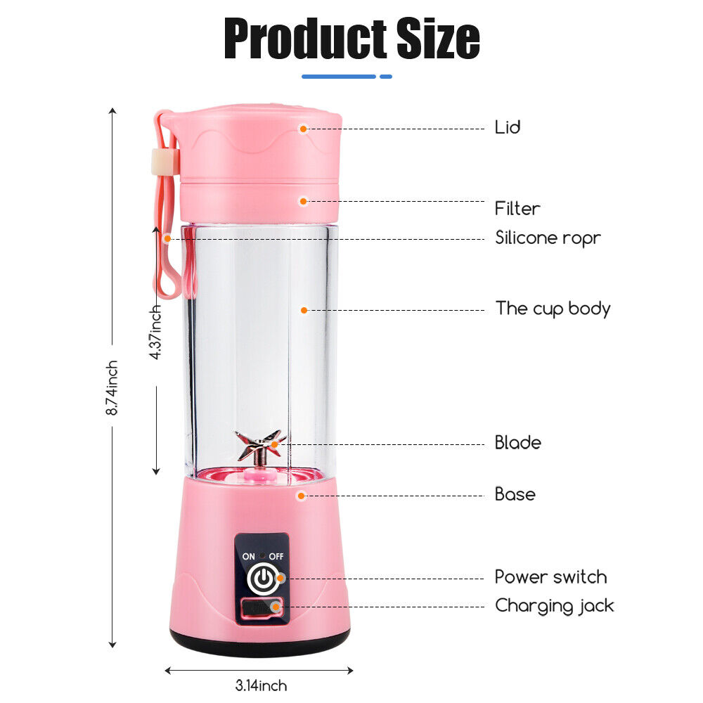 JahyShow Portable Blender USB Rechargeable Mini Juice Mixer for On