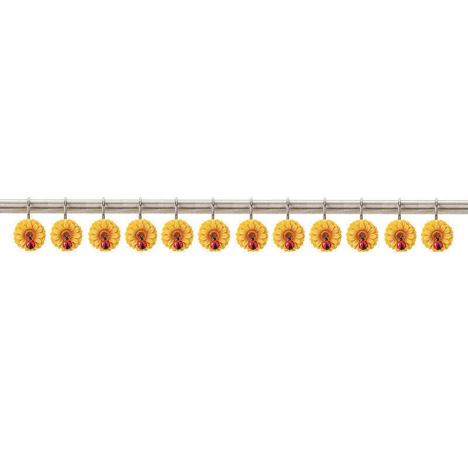 JahyShow Sunflower Shower Curtain Hooks 12Pcs Yellow Floral Bath Hook Set