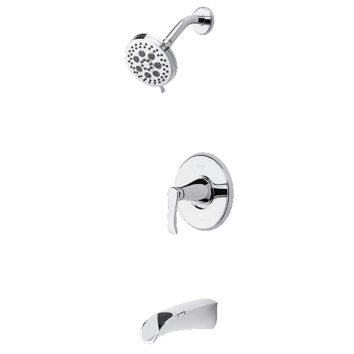 Polished Chrome Wall Mounted Tub and Shower Faucet with Pulse Rain Jet