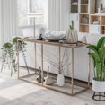 thumbnail image 1 of Jaide Metal Console Table, Champagne and Black Faux Marble, 1 of 6