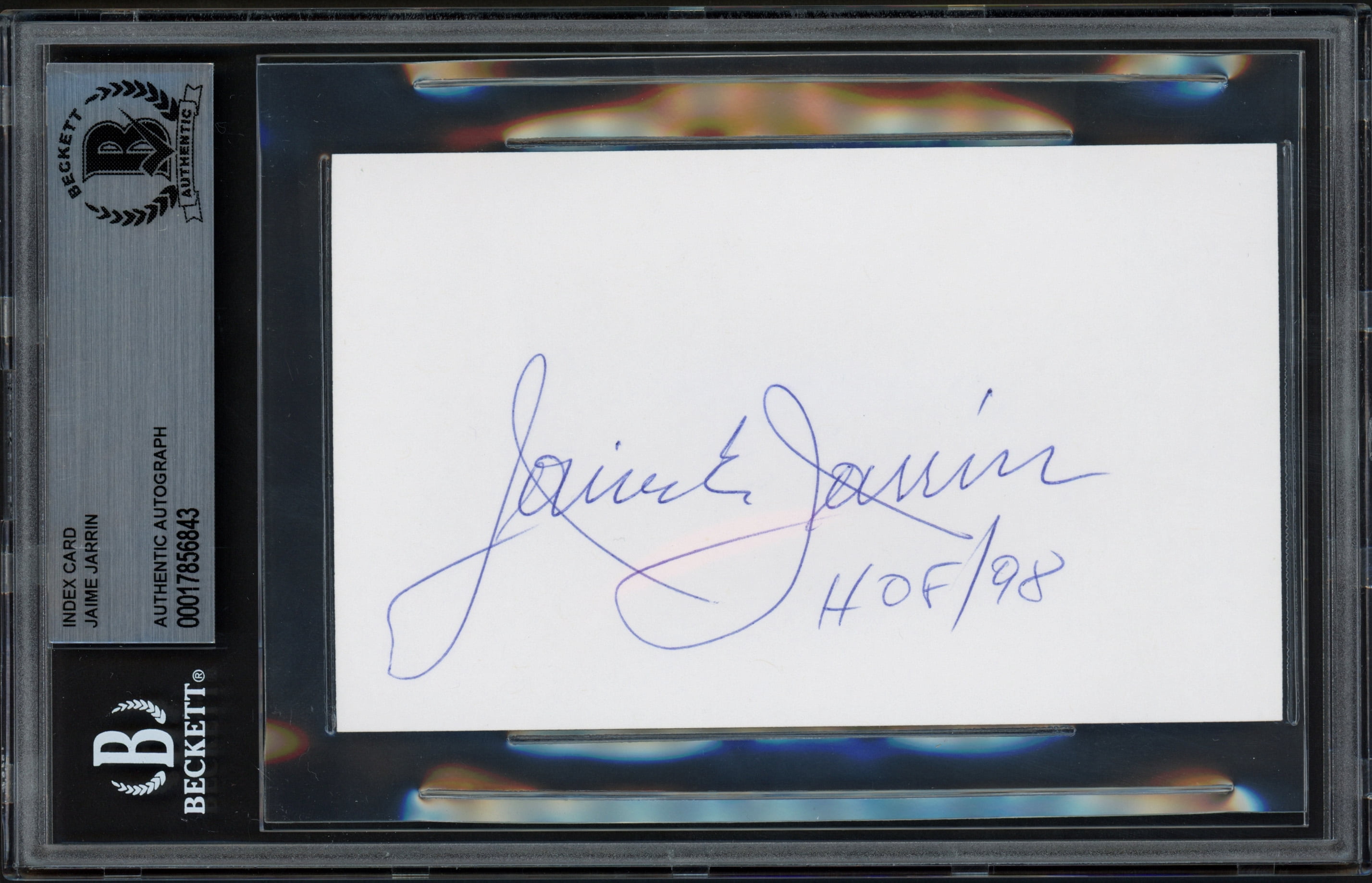 Jaime Jarrin Autographed 3x5 Index Card Los Angeles Dodgers "HOF 98" Beckett BAS 239954