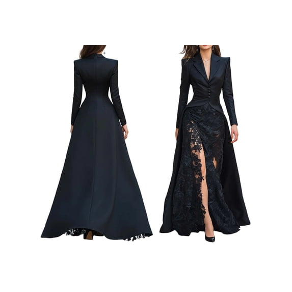 Jaimenalin 2 Piece Outfits for Women Solid Blazer Jacket Skirts Sets Two Piece Suit Sets Black L