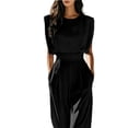 thumbnail image 1 of Jaimenalin Women'S 2 Piece Outfit Set with Mock Neck Crop Top and Palazzo Pants for All Occasions, 1 of 5