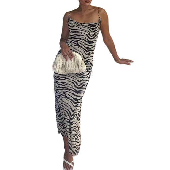Jaimenalin Women'S Bodycon Dress Backless Slip Maxi Dress Water Ripple L