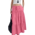 thumbnail image 1 of Jaimenalin Women'S Boho Flowy Maxi Skirt Flared Ruffle Elastic Waist Summer A Line Spring Long Skirts Rose Red M, 1 of 8