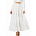 thumbnail image 1 of Jaimenalin Women'S Chiffon Elastic High Waist Pleated A-Line Flared Maxi Skirts White XXL, 1 of 8
