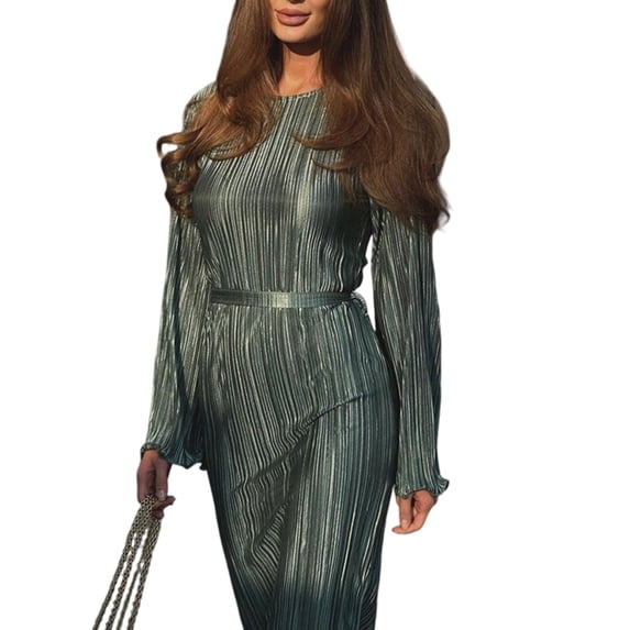 Jaimenalin Women'S Long Sleeve Maxi Dress Scoop Neck Bodycon Casual Dresses Going Out Outfits Green M