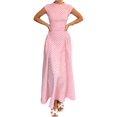 thumbnail image 1 of Jaimenalin Women'S Polka Dots Maxi Tank Dress Vintage Mock Neck Sleeveless Elegant Long Dresses Pink XS, 1 of 8