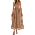 thumbnail image 1 of Jaimenalin Women'S Summer Dresses Sleeveless Crewneck A-Line Boho Lace Eyelet Tank Maxi Dress with Pockets Khaki XL, 1 of 9