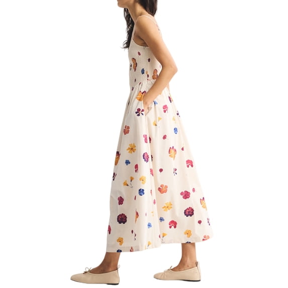 Jaimenalin Women'S Summer Midi Dresses Plaid Sleeveless Spaghetti Strap Smocked Tiered Beach Sundress Pockets Colorful XS