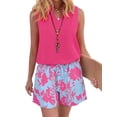 thumbnail image 1 of Jaimenalin Women'S Two Piece Short Sets Casual Oversized V Neck Shirts Shorts Outdoor Vacation Travel Outfit Flower Color 3 XL, 1 of 5