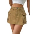 thumbnail image 1 of Jaimenalin Women'S Y2K Denim Cargo Skort - High Waisted Mini Skirt Shorts with Multifunctional Pockets Khaki S, 1 of 8