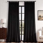 Jainmy 84 inches Pinch Pleated Velvet Blackout Curtains for Bedroom Living Room,Luxury Room Darkening Thermal Insulated Velvet Curtains,Black,2 Panels,40" 84"