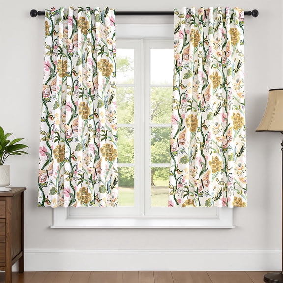 Jainmy Boho Floral Patterned Curtains for Living Room Bedroom Thermal Insulated Room Darkening Window Treatments,Blue White,52Wx96L,2 Panels