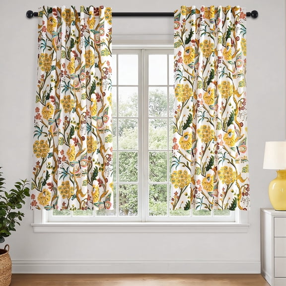 Jainmy Boho Floral Patterned Curtains for Living Room Bedroom Thermal Insulated Room Darkening Window Treatments,Sage Green,52Wx63L,2 Panels