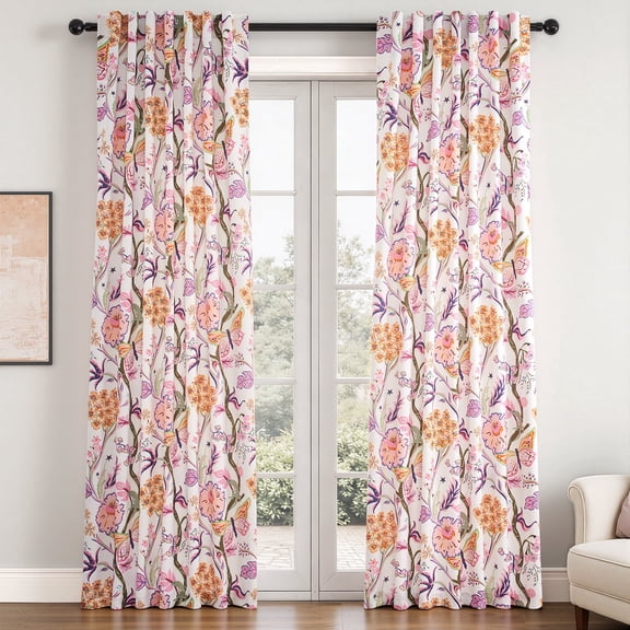 Jainmy Boho Floral Patterned Curtains for Living Room Bedroom Thermal Insulated Room Darkening Window Treatments,Mustard Yellow,52Wx96L,2 Panels