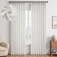 thumbnail image 1 of Jainmy Pinch Pleated Linen Sheer Curtains 105 inches long panels set of 2 for Living Room Bedroom, Light Filtering Farmhouse Window Curtains with Hooks, 40"×105", Natural, 1 of 1